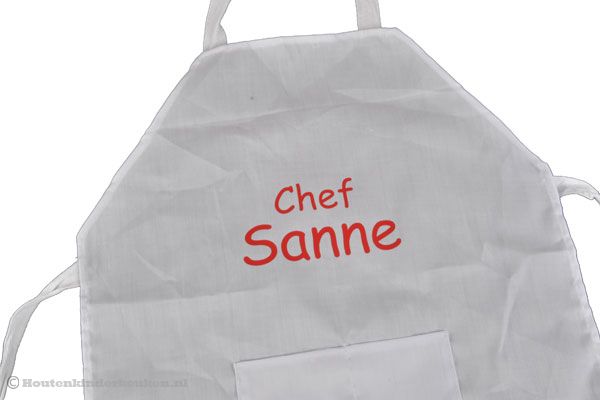 Kinderschort wit met eigen naam.