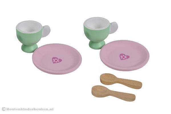 Kop en schotel van Woodtoys.